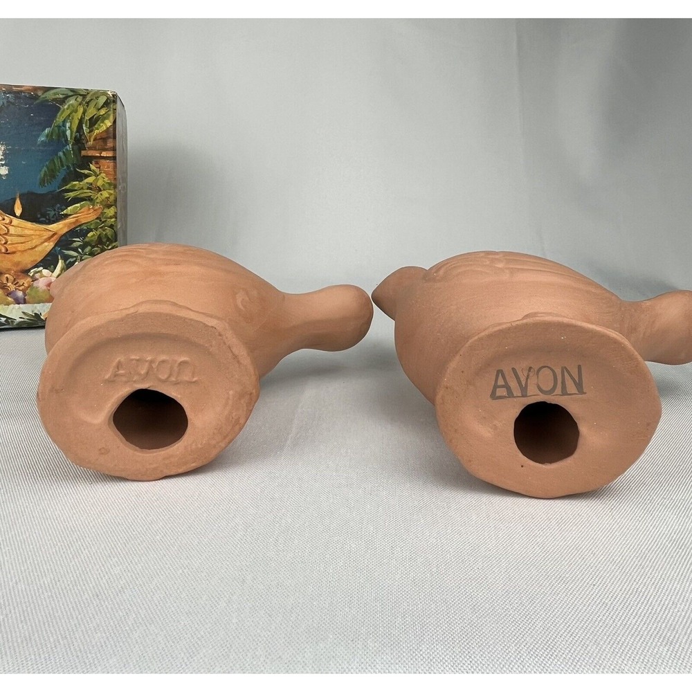 2 Avon Vintage Terra Cotta Bird Fragrance Candelette Holders 1976 Original Boxes - Picture 8 of 12